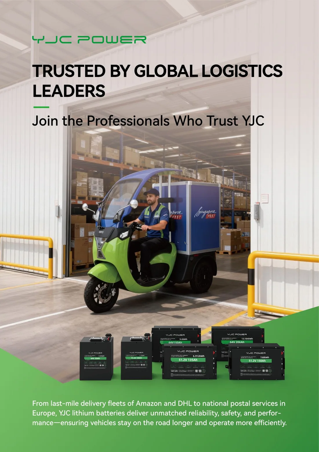 YJC Power logistics battery promotional material