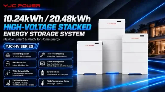 YJC-HV সিরিজ 10.24 kWh 20.48 kWh হাই-ভোল্টেজ স্ট্যাকড এনার্জি স্টোরেজের ভিডিও কভার